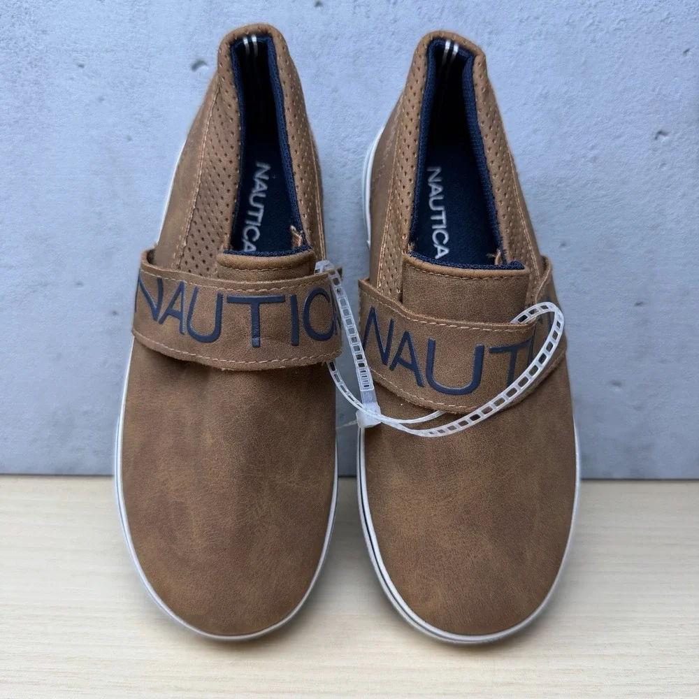 Nautica Orinoco Brown Leather slip On Dress Shoe Sneaker Toddler Size 10‎
